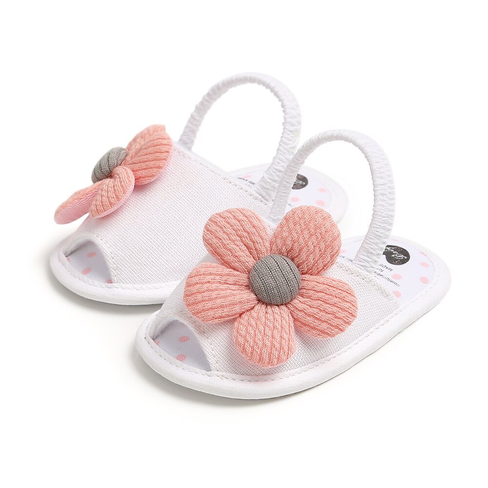 Flor bonito do bebê sandálias verão recém-nascido sapatos da menina do bebê sola macia de algodão não deslizamento infantil berço sapatos primeiros caminhantes
