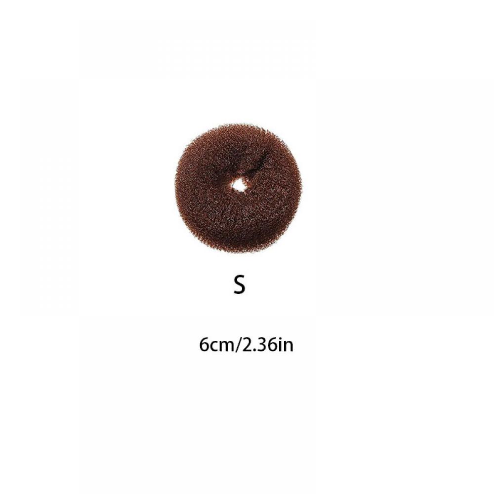 Anillo para el pelo de Donut para mujer, accesorios para el cabello, herramienta de peinado para mujer, accesorios para trenzar el cabello, tamaño completo S/M/L: Brown  S
