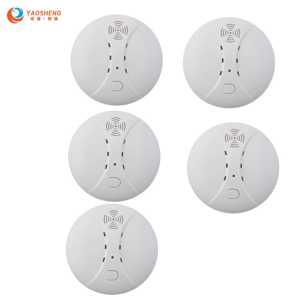 High Quatity 433MHZ Wireless Fire Alarm Sensor Fire Protection Smoke Detector for Indoor Kitchen Home Alarm Security System: 5pcs