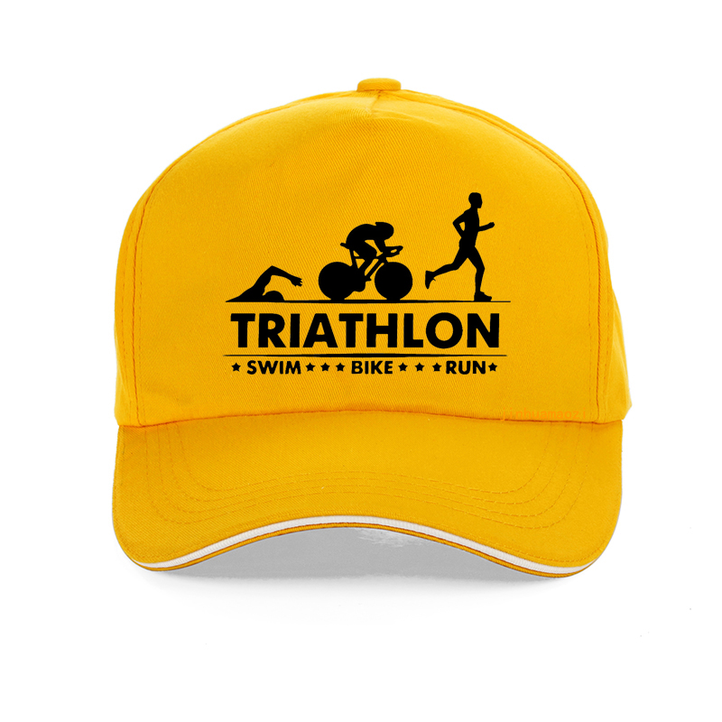 Männer Triathlon schwimmen Fahrrad laufen Sportler Sport Golf Hütte Männer verstellbar Sommer draussen Sport Sonnenhut Baseball Deckel Gorro: Gelb