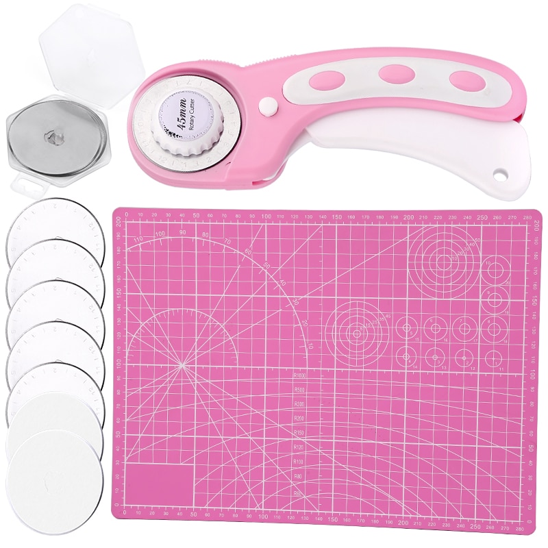 LMDZ 45mm Cutting Ruller Rotary Cutter And Replacement Blades Fabric Patchwork Leather Crafts Cutting Mat Leather Cutting Tools