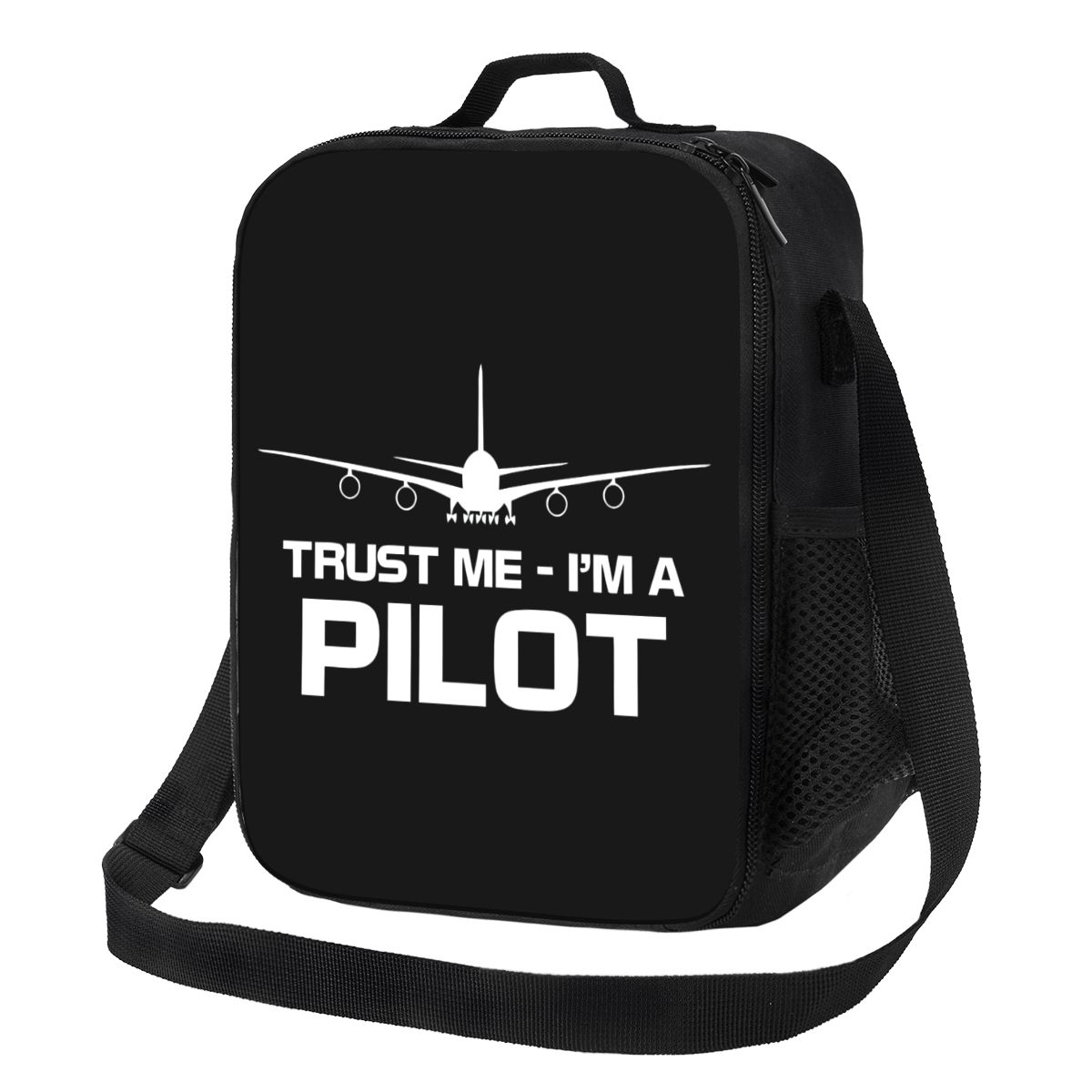 Awesome Little Airplane Thermal Insulated Lunch Bags Flight Pilot Aviation Aviator Portable Lunch Container for School Bento: WHITE