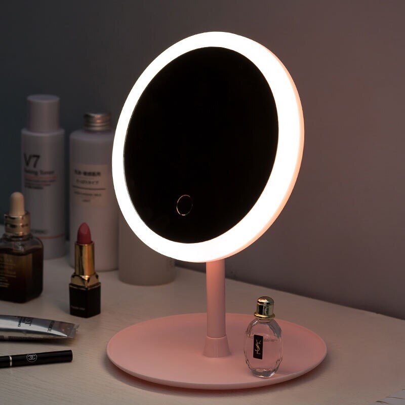 Maquillaje LED luz con equipadas espejo de maquillaje espejo de aumento de tocador desmontable/almacenamiento Base 3 modos de belleza espejo de luz