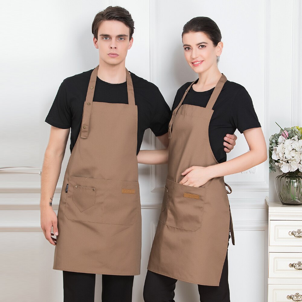 Apron Restaurant Chef Cozinha Hanging Neck Wear Men Women Canteen Houseworking Cooking Uniforms Waiter Waitress: Brown