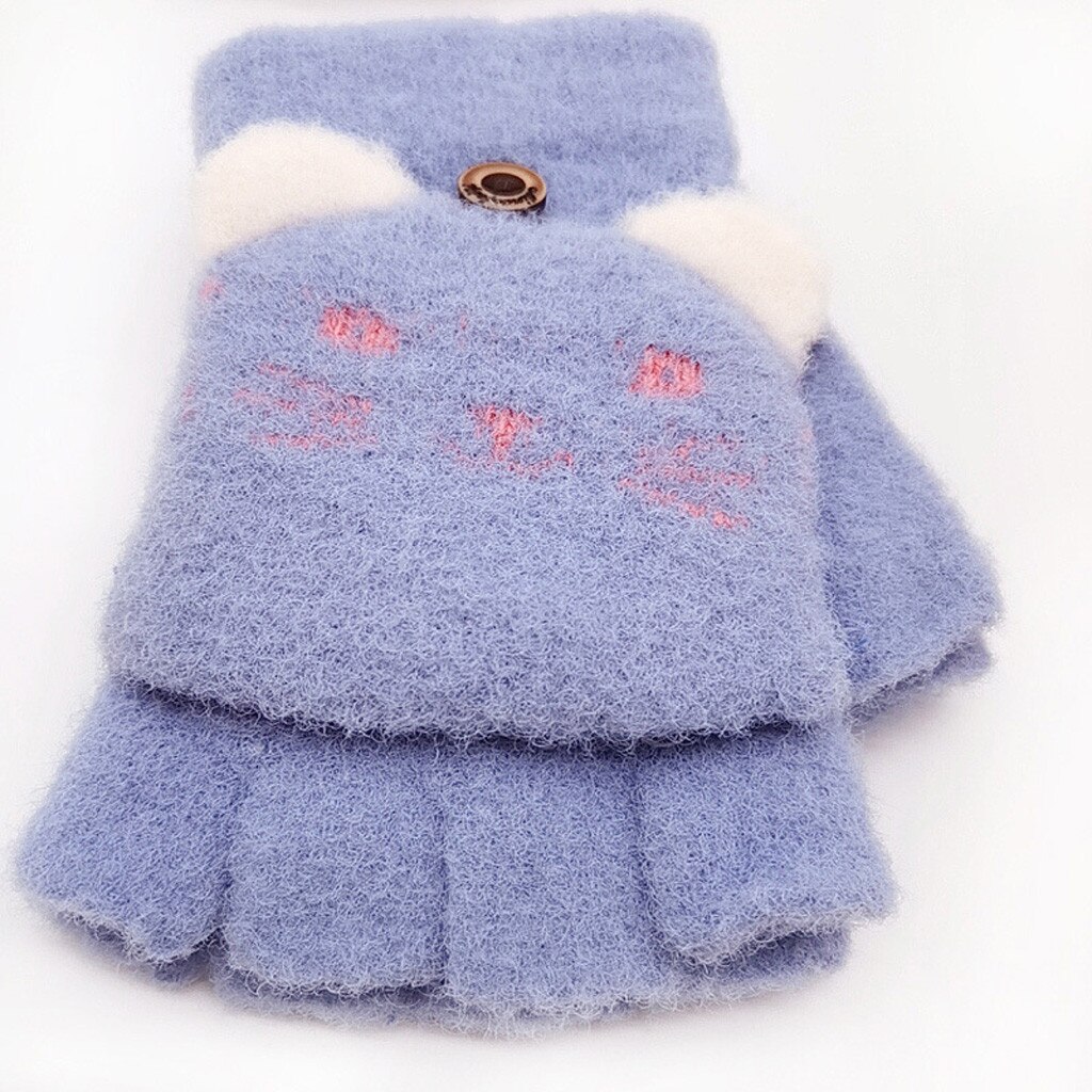 Mitaines d'hiver en laine tricotée pour -né, en velours épais pour enfants, garçons et filles, motif dessin animé, couleur Patchwork, gants chauds tricotés # C