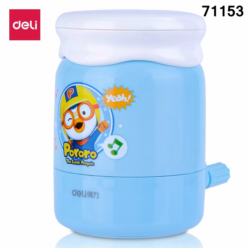Deli 11158 hand cranked pencil sharpener Student Child pencil sharpner 6.5-8mm OD. pencil sharpener blue pink colors