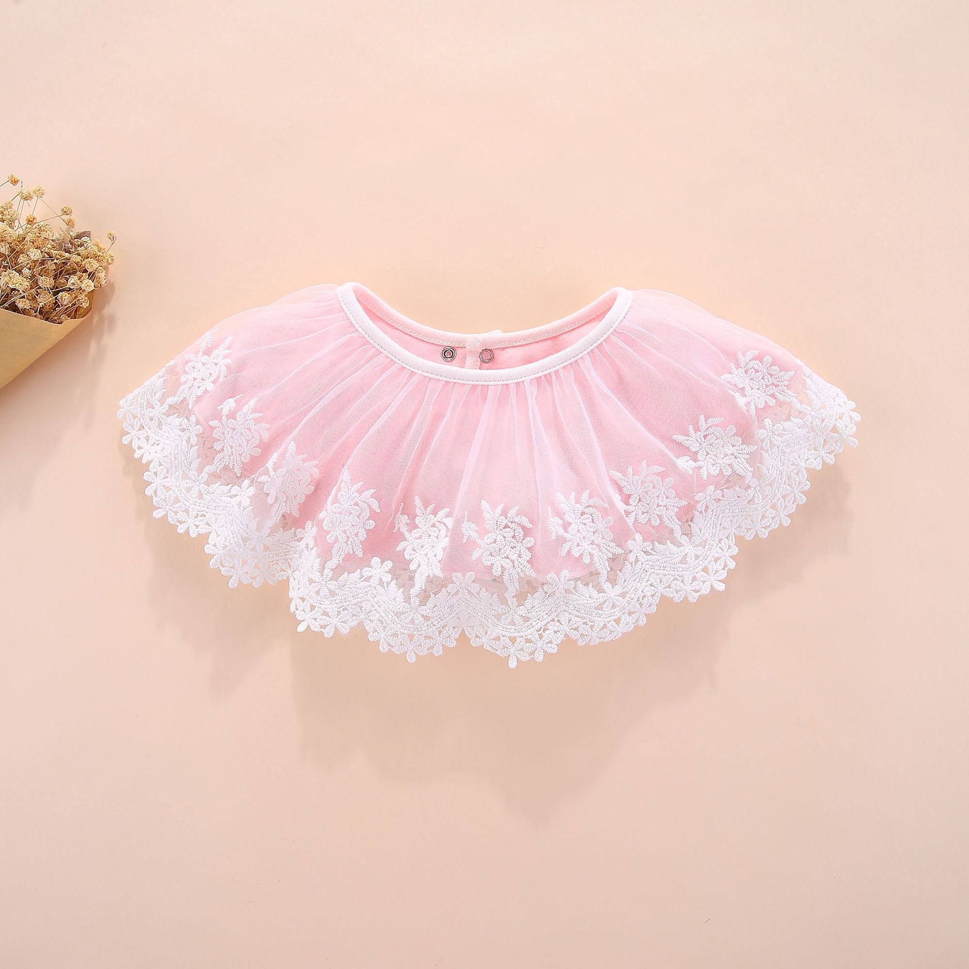 Baby Mädchen Prinzessin Spitze Drooling Lätzchen Speichel Handtuch Runde Weiche Baumwolle Runde Bib Rosa Weiß Farbe Für Neugeborene Baby Kinder dinge: 2