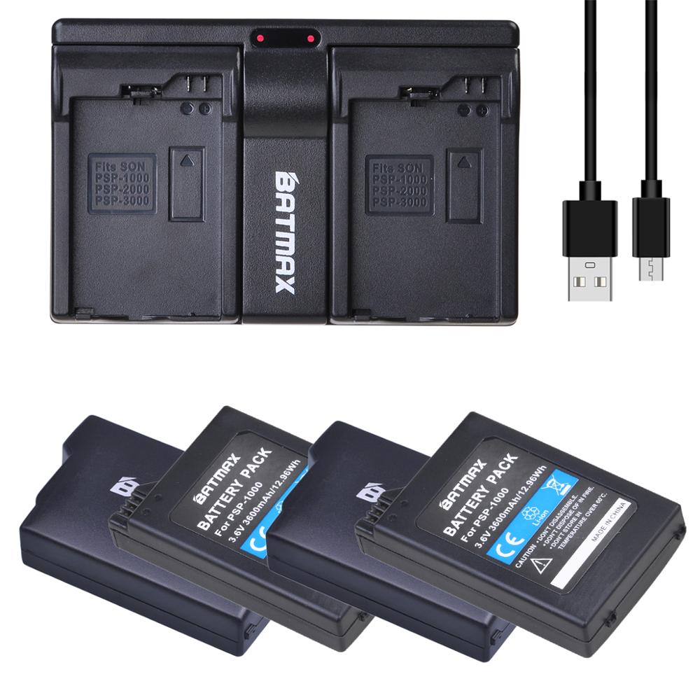 Batmax – batterie PSP 3600 1000 mAh + double chargeur USB pour Console Sony PSP1000 1001,1002,1003,1004,1005,1006: 4battery and charger