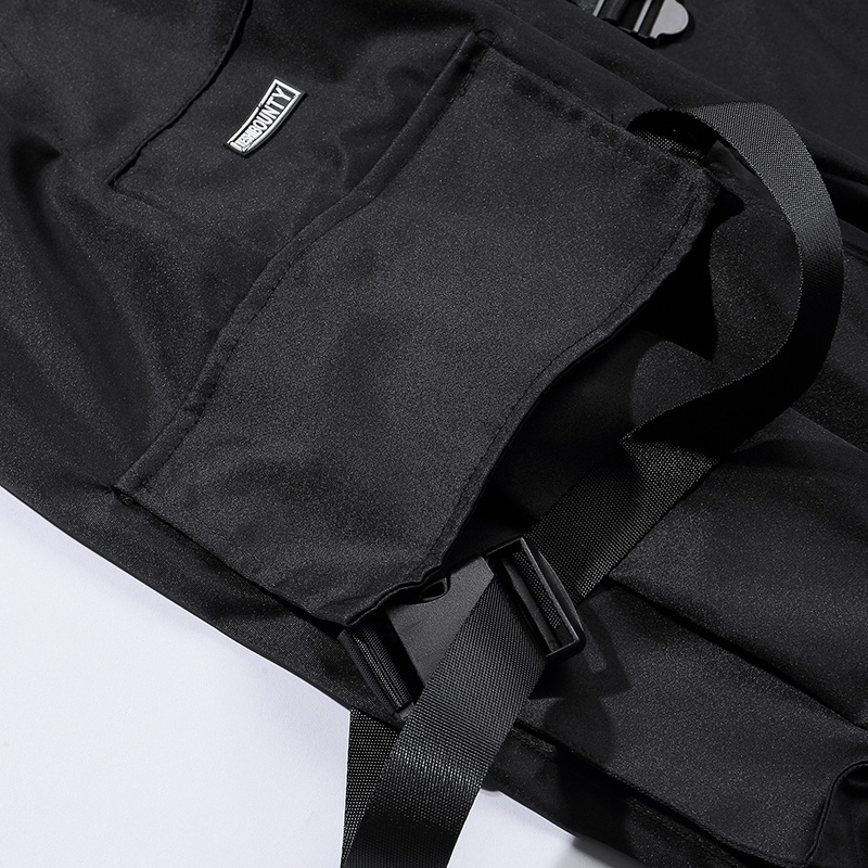 Män streetwear hiphop svarta lastbyxor fickor harajuku harembyxor swag band joggers byxor hiphop sweatpants byxor