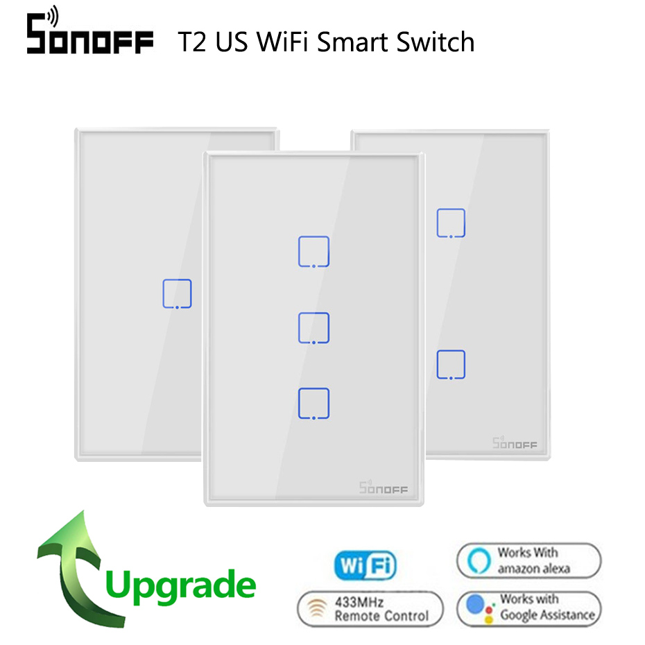 Sonoff T2 ONS Wifi Muur Light Touch Switch 1 2 3 gang TX Draadloze 433Mhz RF Afstandsbediening Gecontroleerde Schakelaar panel Werk Met Alexa Google