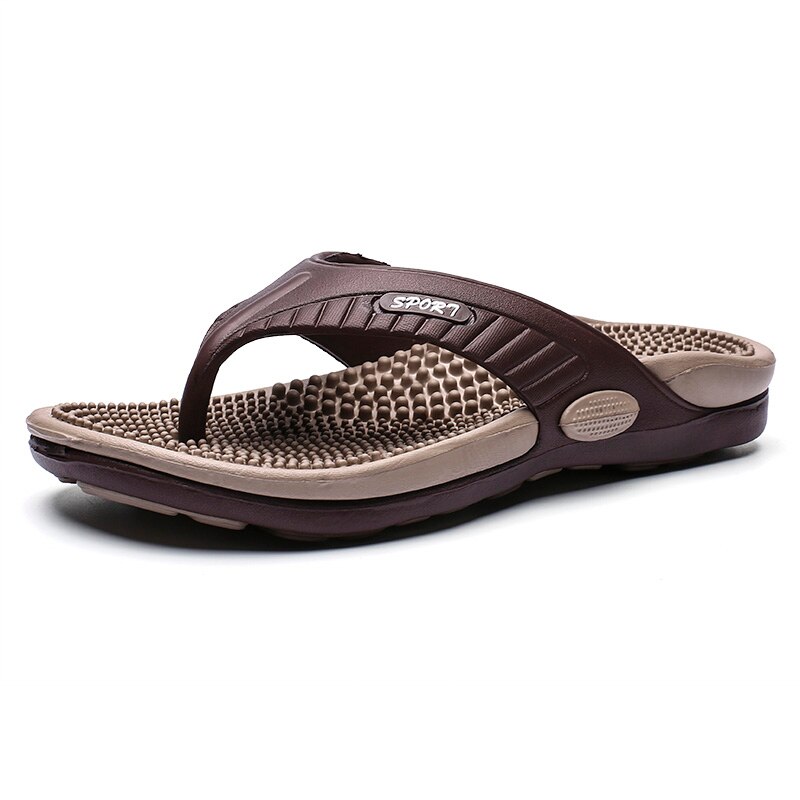 Massage Slippers Mannen Zomer Streep Slippers Mode Strand Sandalen Outdoor Soft Casual Schoenen Antislip Slides Chaussures Femme pantoffels: Khaki / 45