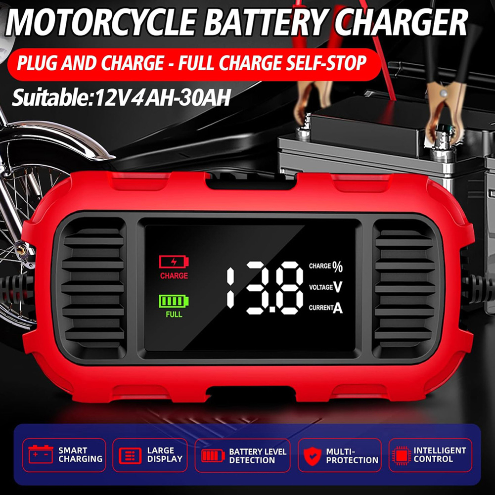 Auto Motorrad Batterie Ladegerät Digital Display 12V 2A Batterie Ladegerät Batterie Erhaltungsladegerät Betreuer für Auto Lkw Batterie
