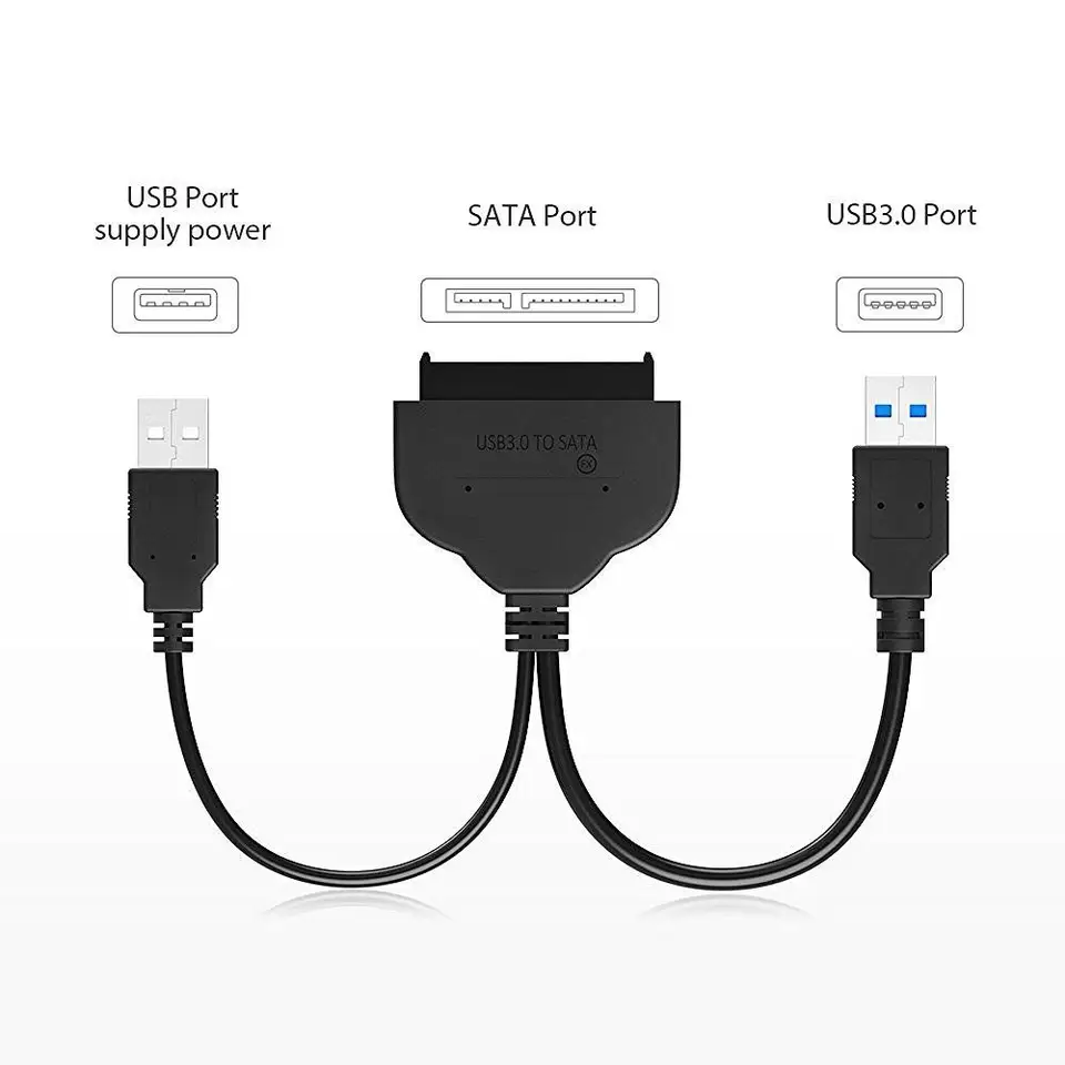SATA to USB 3.0/2.0 Adapter Cable - 22 Pin 2.5 Inch External HDD SSD Converter