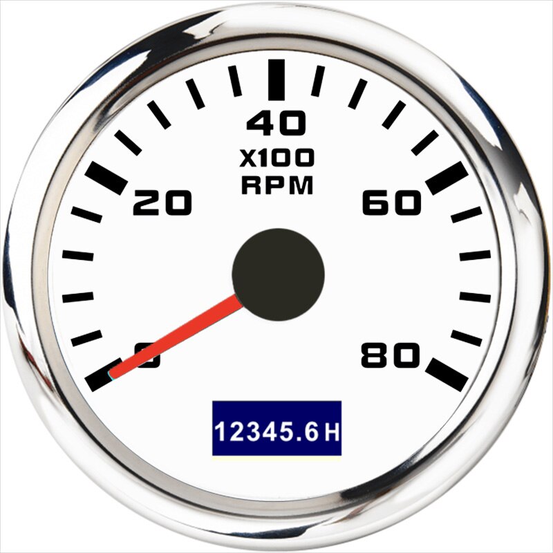 Tacómetro de 0 a 3000 RPM y 52mm con reloj de arena LCD, medidor de Tacho a prueba de agua de 4000 RPM y 7000RPM con luz trasera roja para yates y barcos: WS-8000 RPM