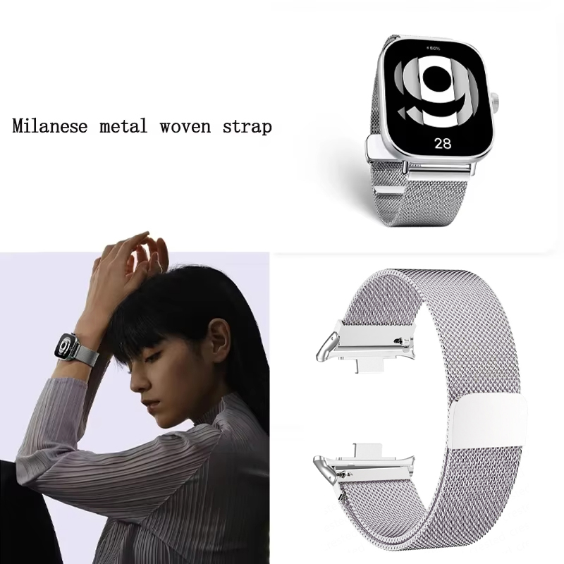 Magnetic Stainless Steel Strap for Redmi Watch 5 4 Milanese Loop Wristband for Xiaomi Mi Band 9 Pro/8 Pro Metal Bracelet Correa