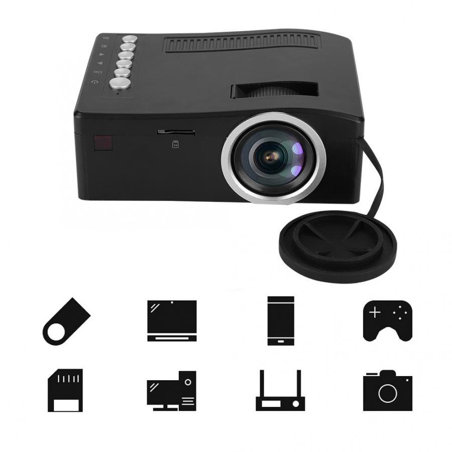 1080P Mini Projector AV/HDMI/USB/TF Home LED Projector 15-110in Projection with smart remote control
