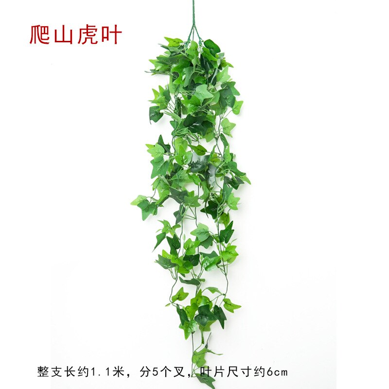 Artificial Plant Flower Vine Artificial Flower Rattan Plastic Vine Green Leaf Epipremnum Aureum Wall Hangers Basket Indoor Chlor: Ivy Leaf