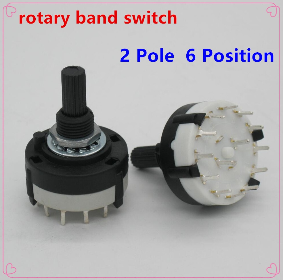 2pc High RS26 2 Pole Position 6 Selectable Band Rotary Channel Selector Switch Single Deck Rotary Switch Band Selector