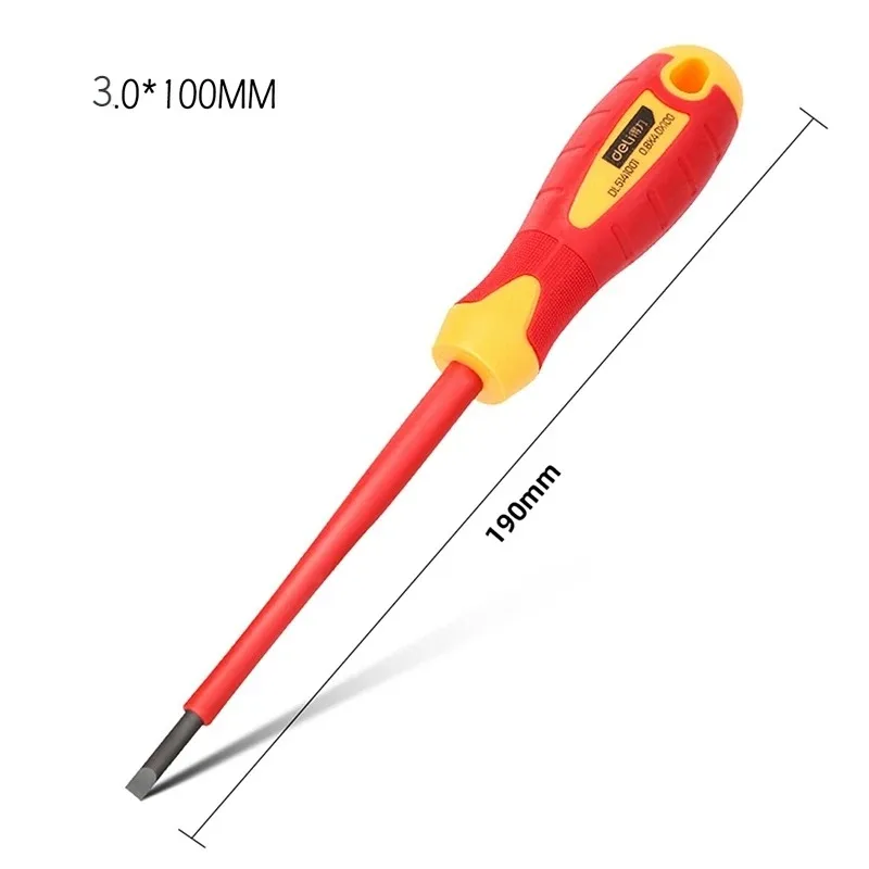Deli 1 st spår-/phillips-isolerad skruvmejsel 1000v vde-skruvmejsel multifunktionell elektriker bärbara reparationshandverktyg: Svart