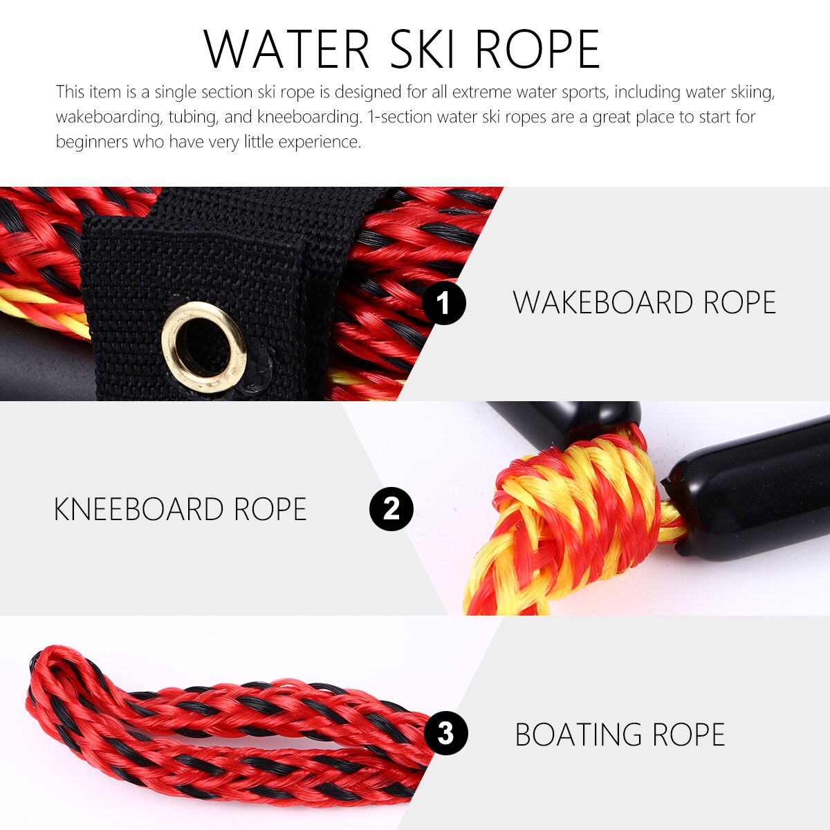 1Pc Zwart Handvat Varen Accessoires Water Ski Touw Voor Kneeboard Wakeboard Waterski Watersport Touw Drijvende Handvat