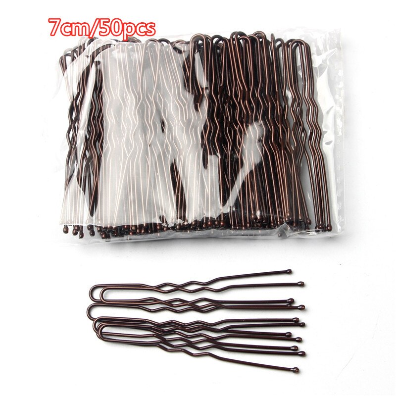 Horquilla básica de Metal chapada en oro y marrón en forma de U, horquilla Invisible para estilismo del cabello, accesorios para el cabello de salón, agarre seguro para el cabello: Beige