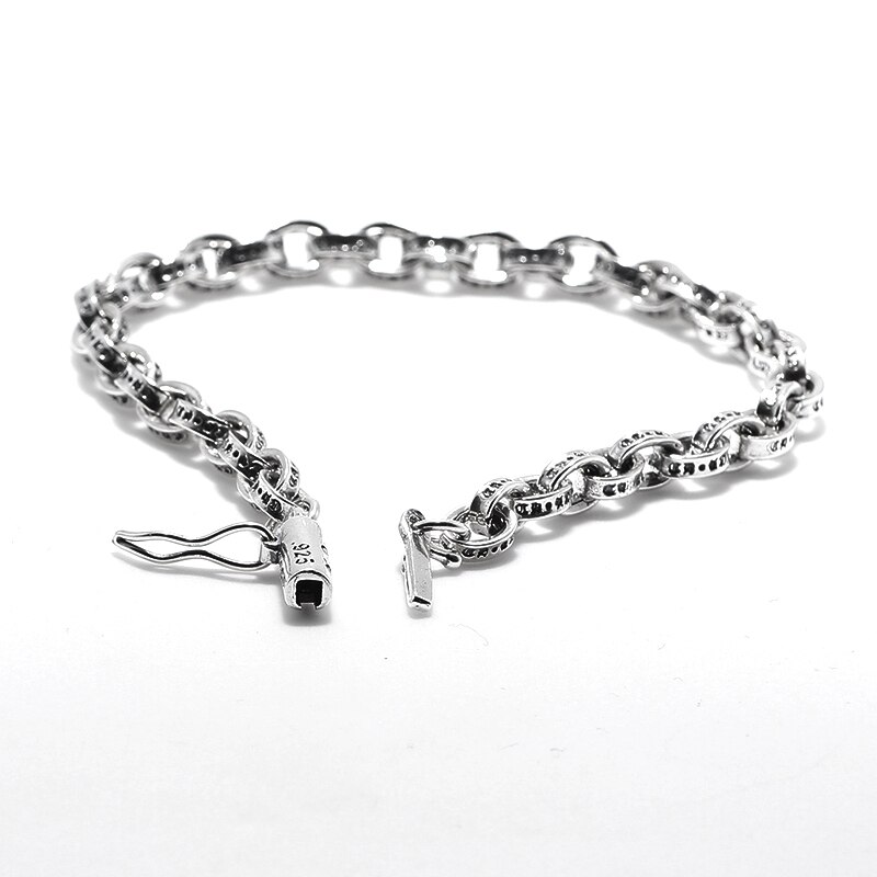 100% real 925 prata esterlina pulseiras moda punk mão corrente para homens e mulheres jóias especiais charme pulseira