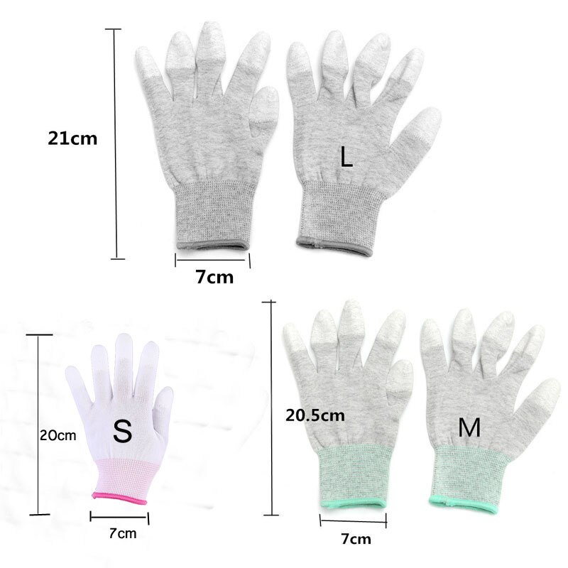 1 par antistatiske esd sikre handsker antistatiske anti-skrid pu finger top coated til elektronisk reparation