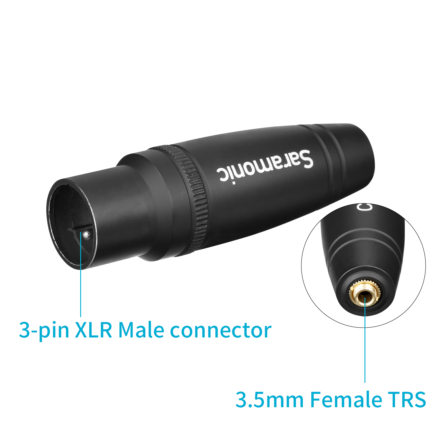 Saramonic C-XLR 3.5mm Female TRS to XLR Male Microphone Audio Adapter on Video Cinema Cameras Audio Recorders