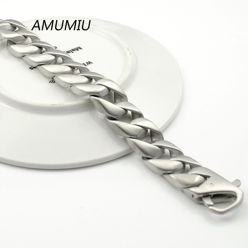AMUMIU degli uomini di colore argento frenare buban dell'acciaio inossidabile di Collegamento catena Del Braccialetto dei monili per il partito/regalo punk freddo uomo gioielli HZB046
