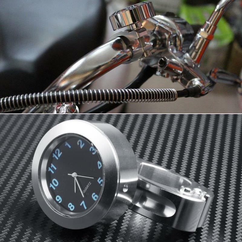 Mount Motorcycle Watch Clock Dial CNC Aluminum 7/8\" Thread Handlebar Luminous