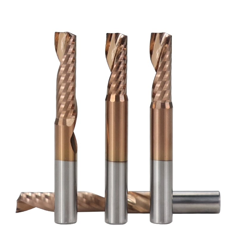 Xcan aluminium skærende endefræser 4 6 8mm skaft enkelt fløjte ticn coating cnc fræser hårdmetal fræser