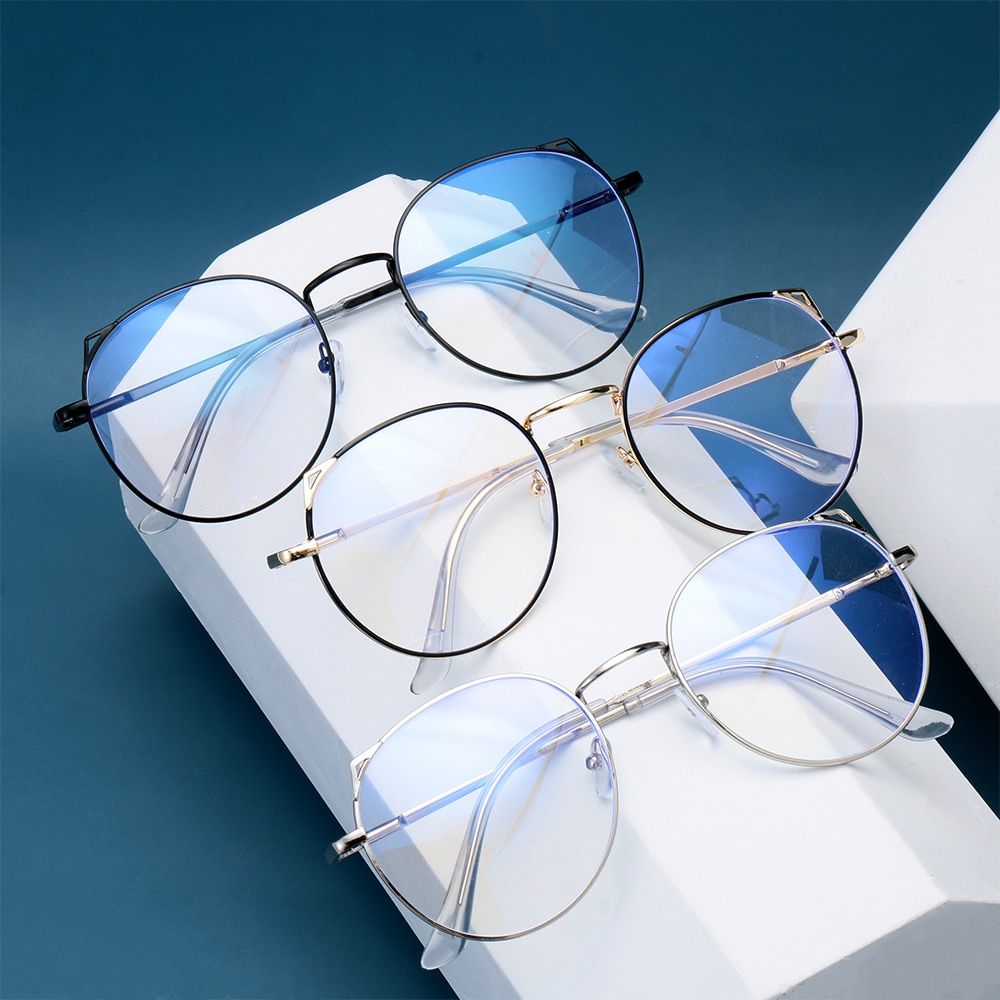 1Pcs Anti Blue Light Computer Glasses Classic Vintage Round Metal Glasses Frame Gaming Eyeglasses Can Be Equipped Other Glasses