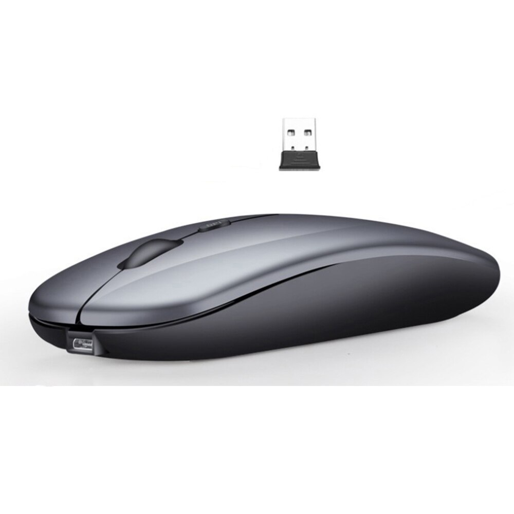Silent Wireless Bluetooth Mouse+2.4GUSB/2.4G Rechargeable Mouse Ergonomic Mini Mouse USB Optical Mouse for PC Laptop: 2.4Ghz Smooth grey