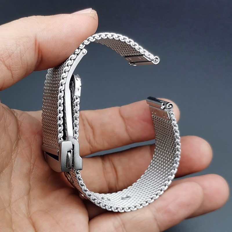 Bracelet de montre milanais en maille pour montre Omega Seamaster 007, métal haut de gamme en acier inoxydable avec fermoir pliant papillon 20mm 22mm