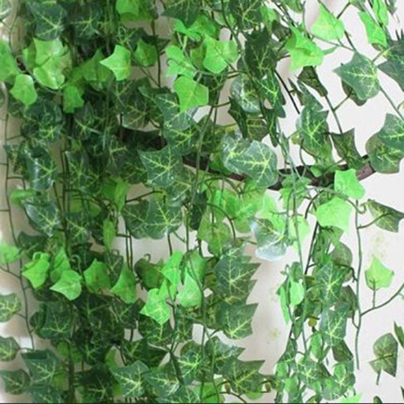 2.5m populære hjem indretning grøn plante vedbend blad kunstig blomst plast krans vinstok kunstige blomster væg