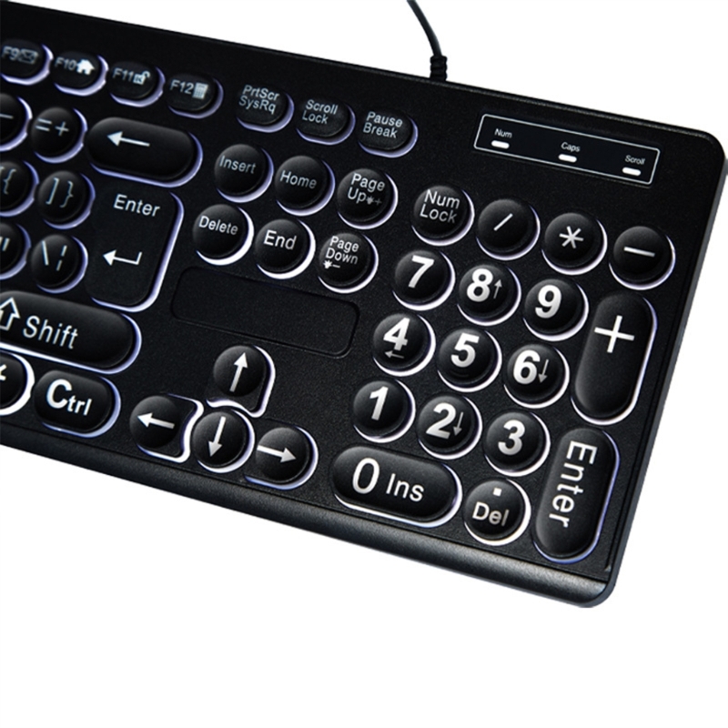 LED Backlit Keyboards 104Keys Standard Full Size USB Cord Backlit Keyboards Big Print Letter with White Illuminated