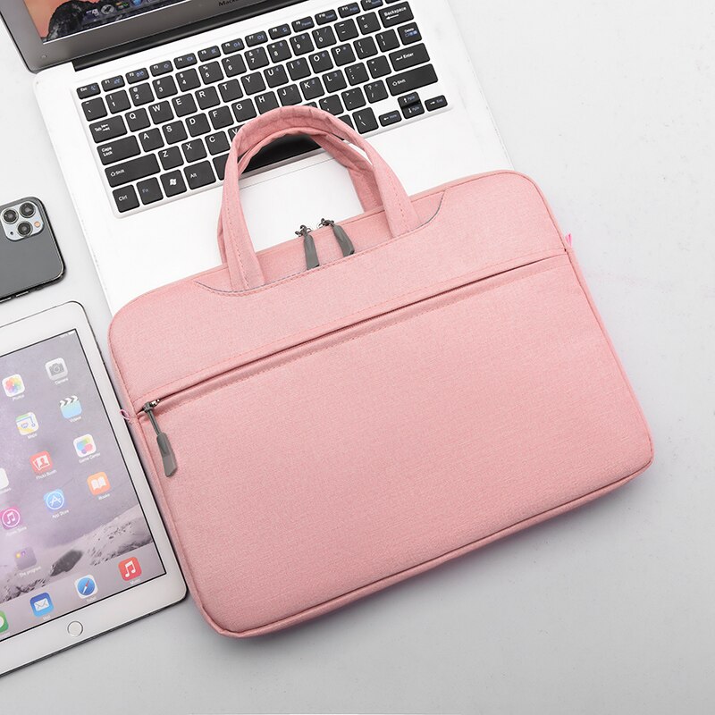 Sac d'ordinateur portable 13.3 14 15.6 17.3 pouces étanche sac d'ordinateur portable pour Macbook ordinateur épaule sac à main porte-documents sac souris sac: pink  no strap / 13.3 inch