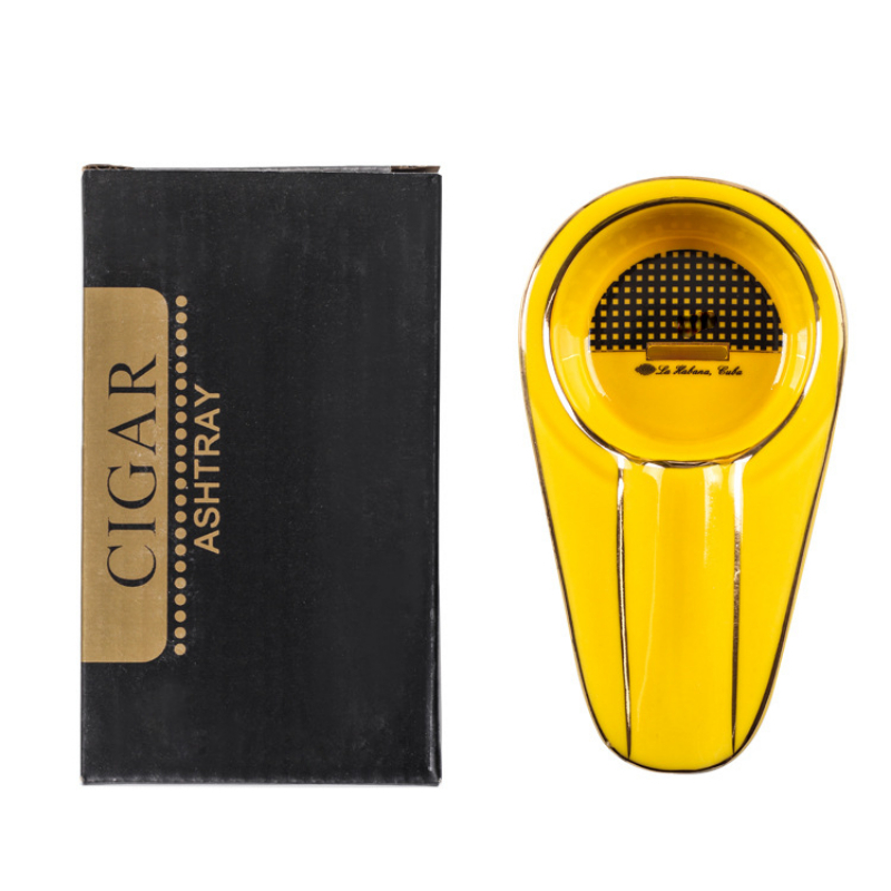 Posacenere per sigari posacenere per sigari portatile verniciato in ceramica accessori per sigari accessori per fumatori: YELLOW