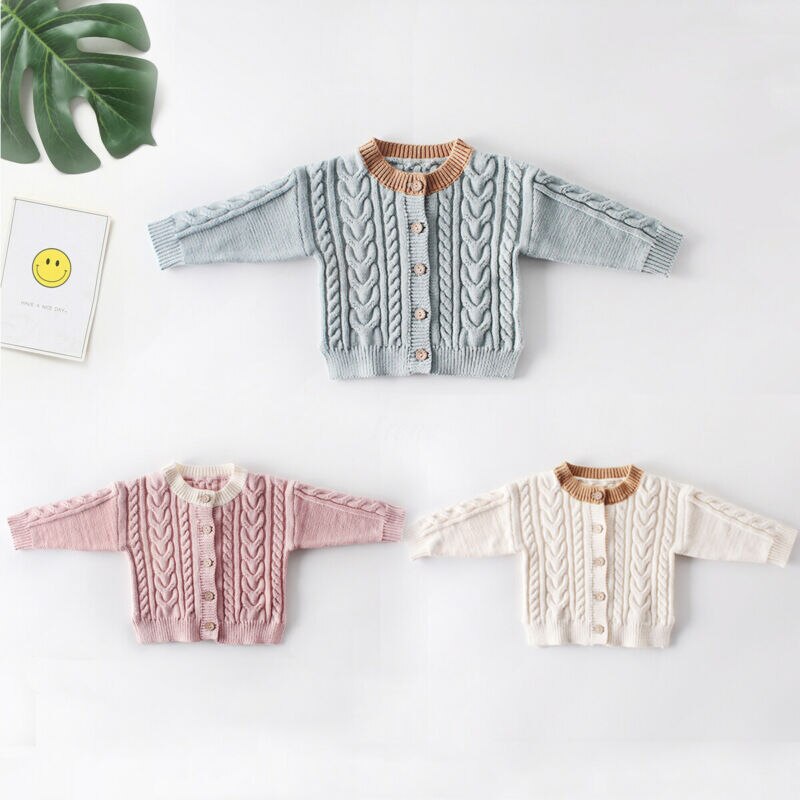 Kids Baby Meisje Trui Effen Gebreide Herfst Winter Kids Kleding Baby Meisje Jongen Trui Tops Knited Jas Jas Uitloper 0-3Y