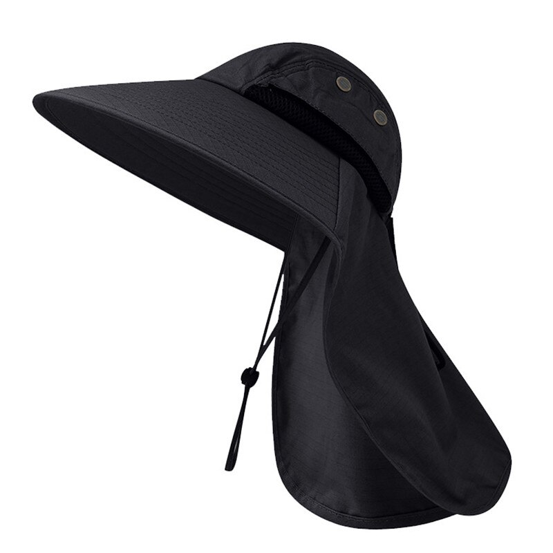 Summer Sun Hat Men Women Cotton Boonie Hat with Neck Flap Outdoor UV Protection Large Wide Brim Hiking Fishing Safari Bucket Hat