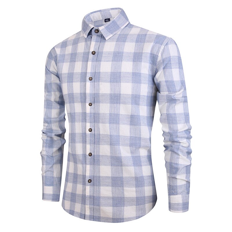 Herfst En Winter Mannen Shirt Katoen-Gekleurde Spinning Plaid Koreaanse Slim Toevallige Lange Mouwen Mannen