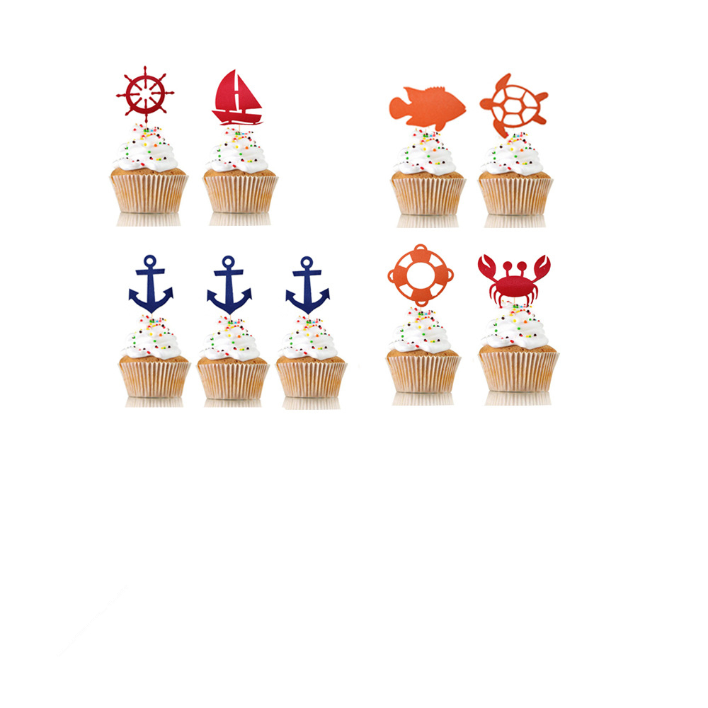 Sailor Anchor Nautical Happy Birthday Banner Nautical Cupcake Toppers for Boys Nautical Party Birthday Supplies Decorations
