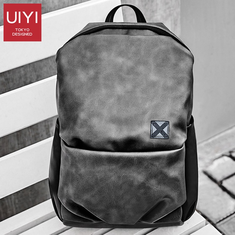 14 inch backpack men's backpack trend bag college students PVC leather Korean casual backpack computer bag