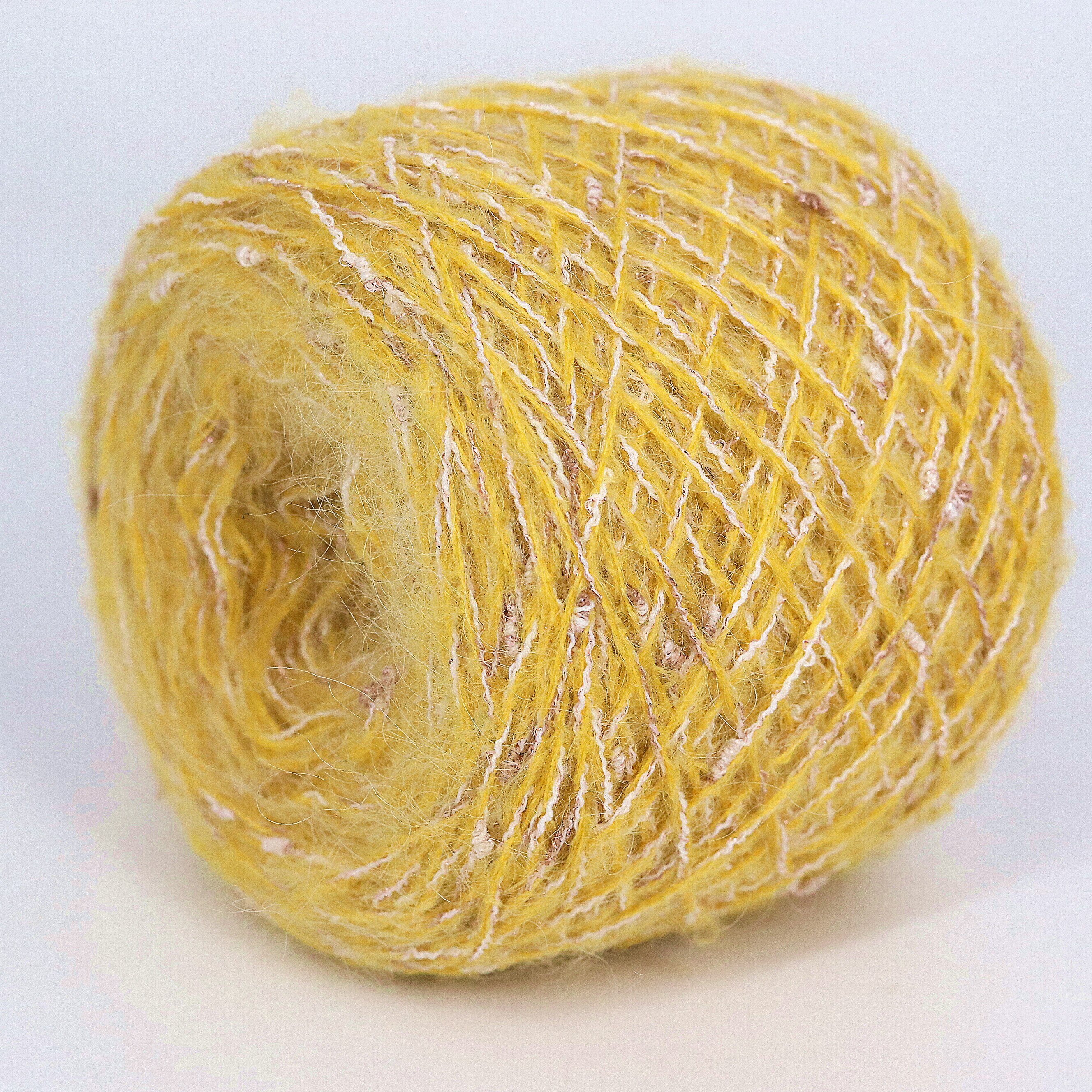 50G Metallic Fancy Knoop Mohair Garen Вязание Пряжа Wol Draad Anti-Pilling Voor Haken Sjaal Trui: turmeric