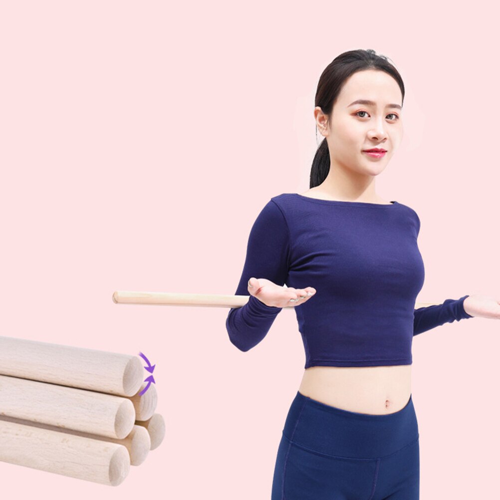 5pcs Wooden Yoga Sticks Stretching Tool Humpback Correction Stick Open Shoulder Yoga Accessories Bodybuilding Posture Correction