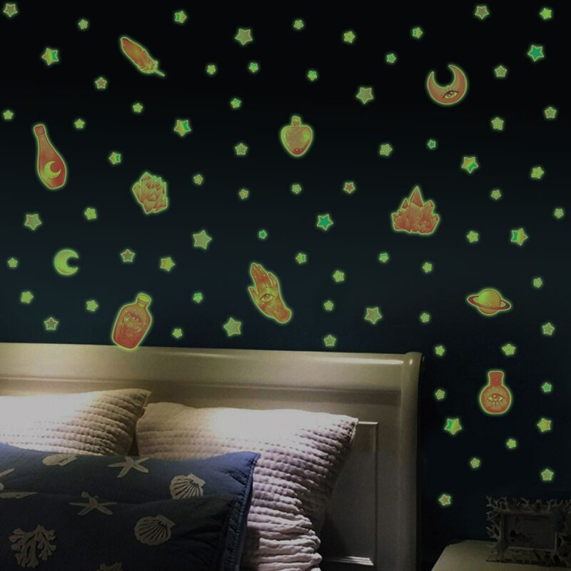 3 Stks/set Glow In The Dark Sterren Sticker Voor Kids Baby Kamers,,