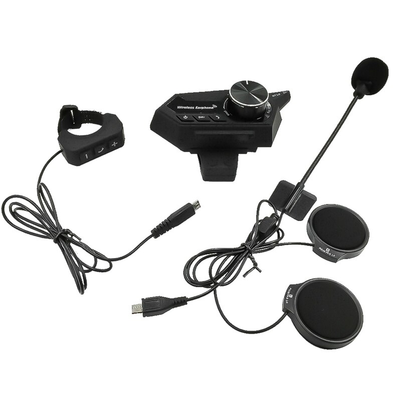 BT18-intercomunicador Bluetooth V5.0 para casco de Moto, manos libres para auriculares estéreo con casco de motocicleta, auriculares con Radio FM