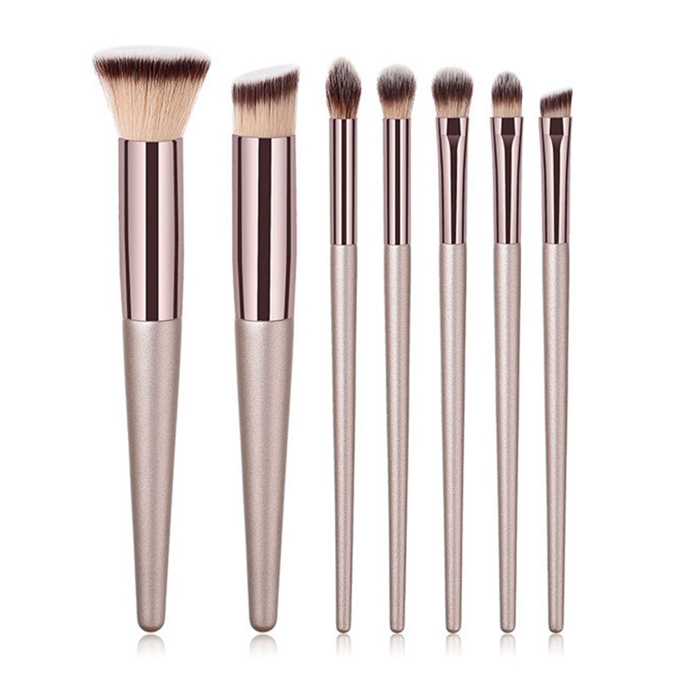 Billigste champagne træ foundation pudder kosmetisk øjenbryn øjenskygge børste kit makeup artist børste sæt værktøjer: 7 stk xb pxt børste