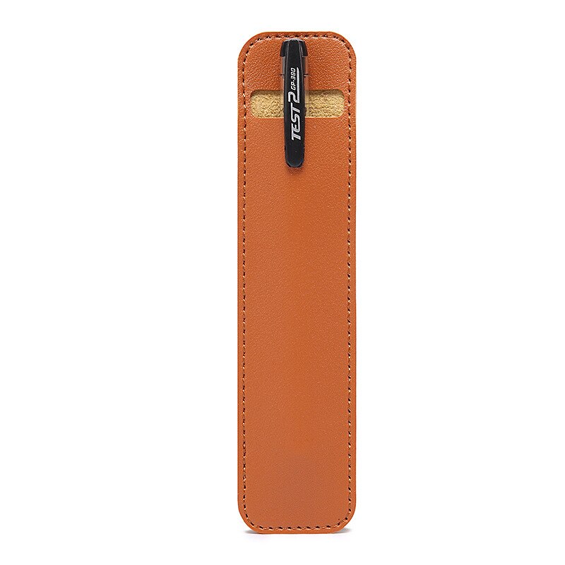 1 Pcs PU Leather Pencil Pen Case Pen Protection Cover Solid Color Hollow Simple Student Stationery Box: Brown