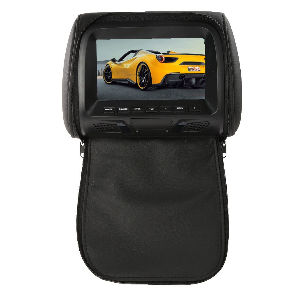 Universal 7 inches Automobile Car Headrest Monitor Rear Seat Entertainment Multimedia Player General AV USB SD MP4: Black